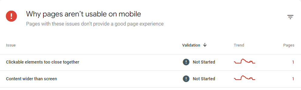 Mobile usability in Google Search Console