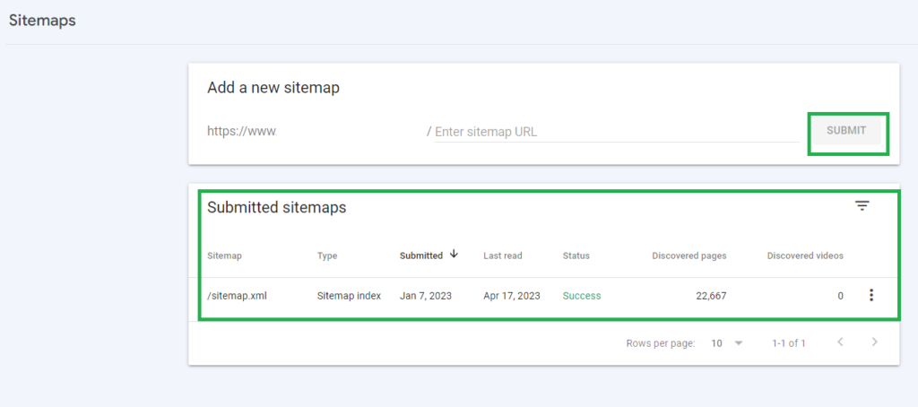 Submit a sitemap in Google Search Console